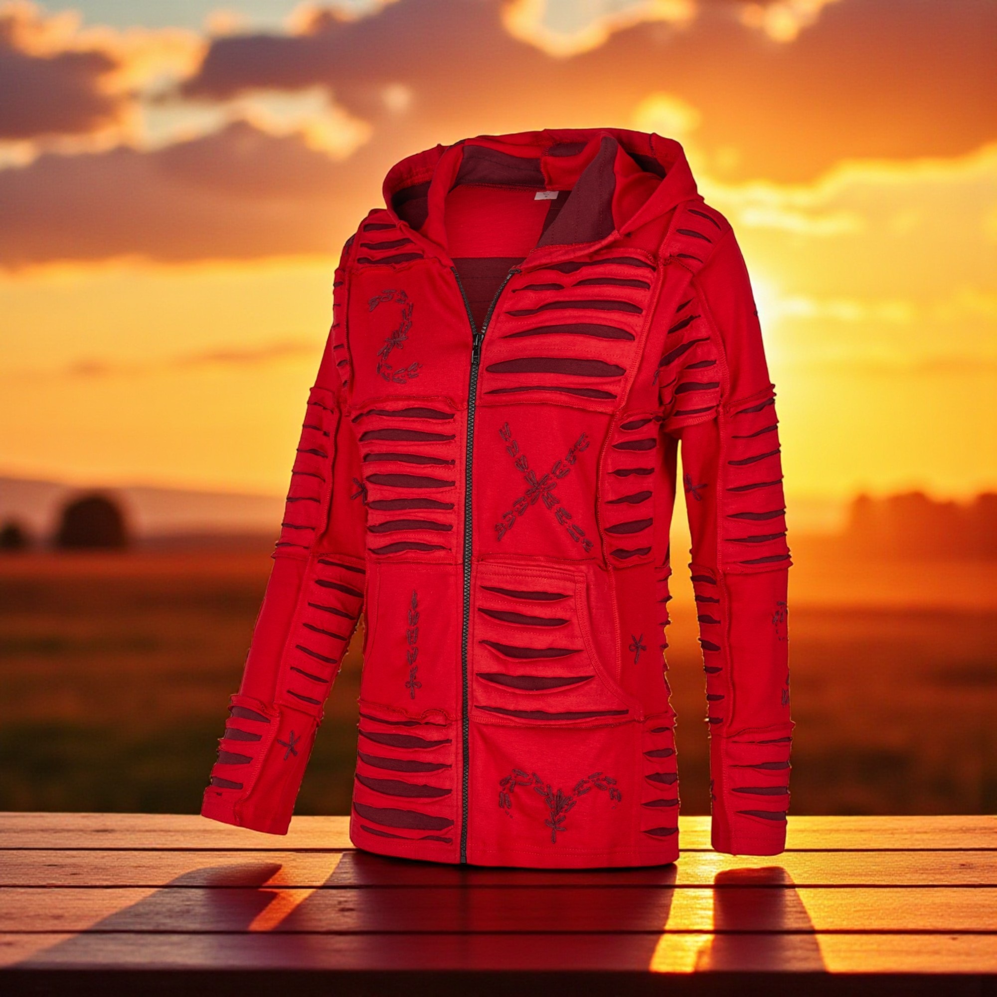 Baumwoll Patch Jacke Rot 4 Baumwoll Patch Jacke Rot 4