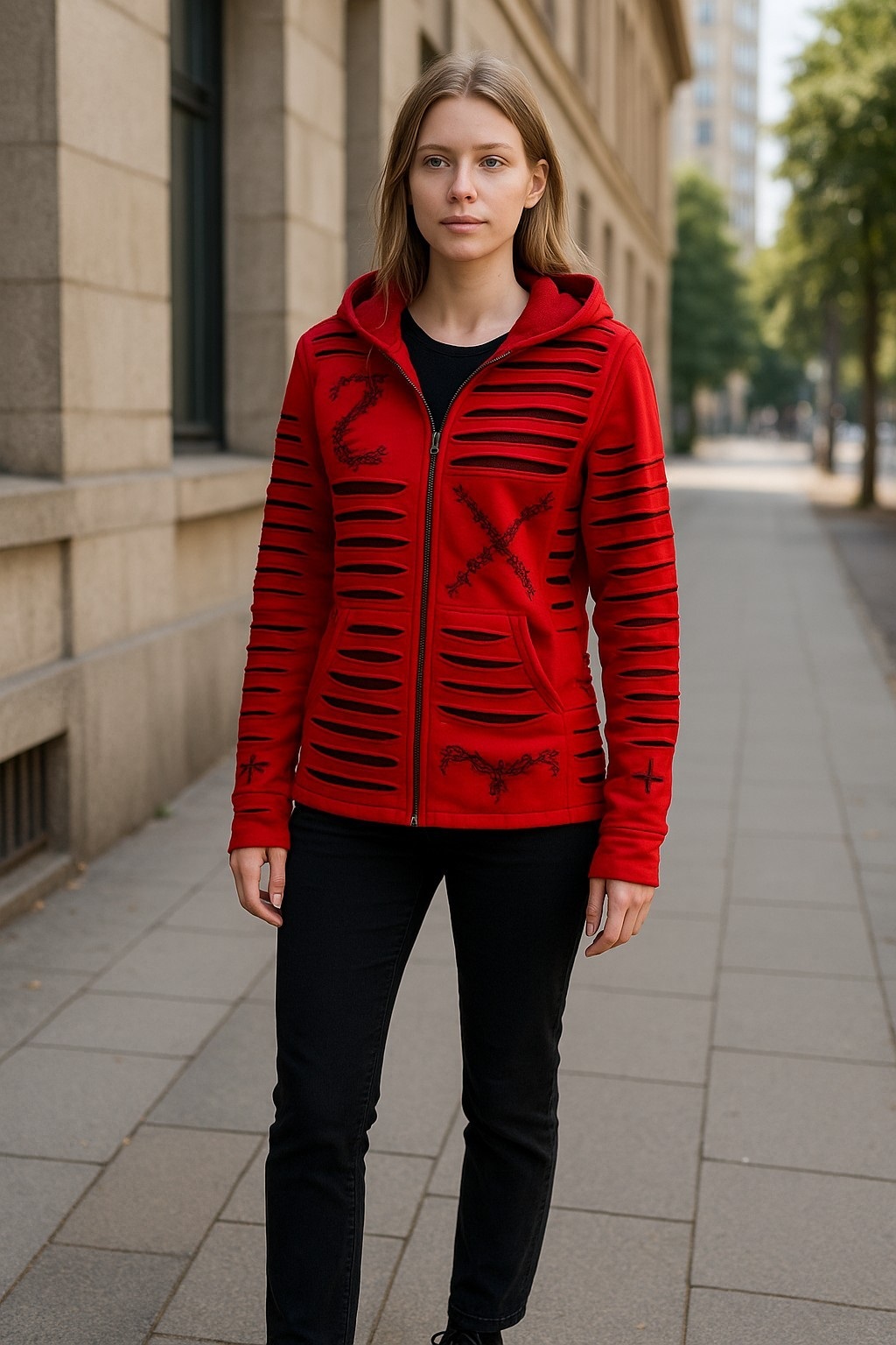 Baumwoll Patch Jacke Rot 6 Baumwoll Patch Jacke Rot 6