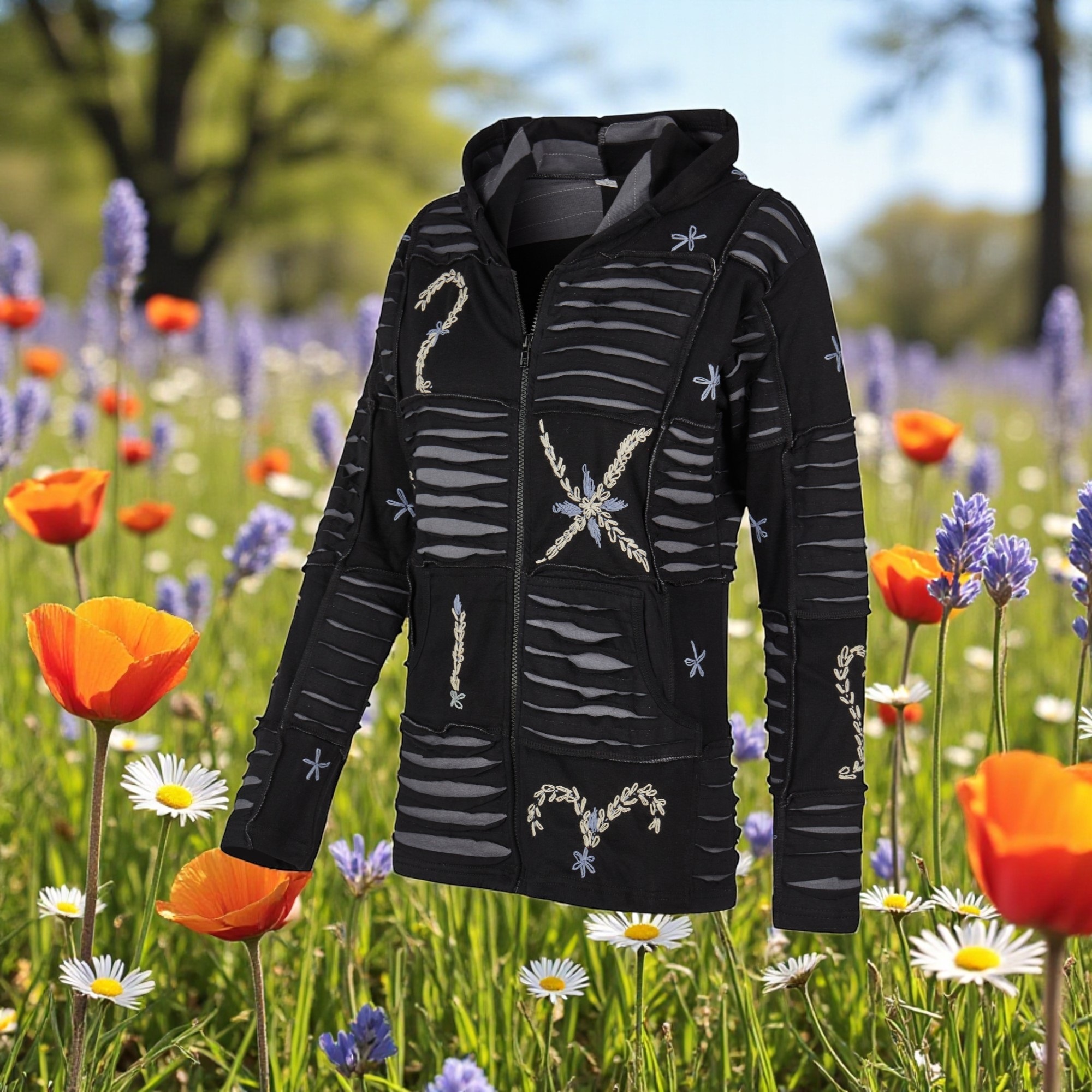 Baumwoll Patch Jacke schwarz 5