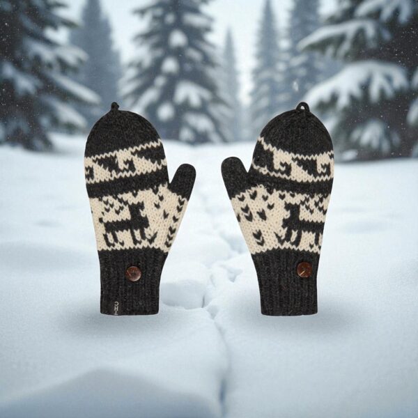 THC Klapphandschuhe 606 Rentier schwarz 4