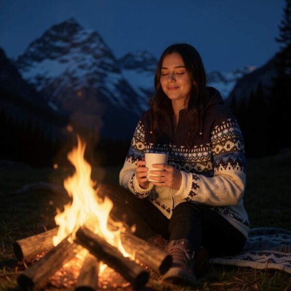 THC Schafwollstrickjacke blau gemustert 816 7