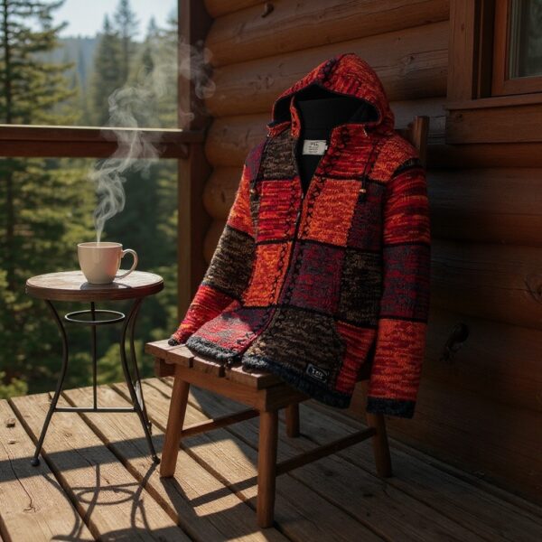 THC Strickjacke 815 rote Quadrate 8