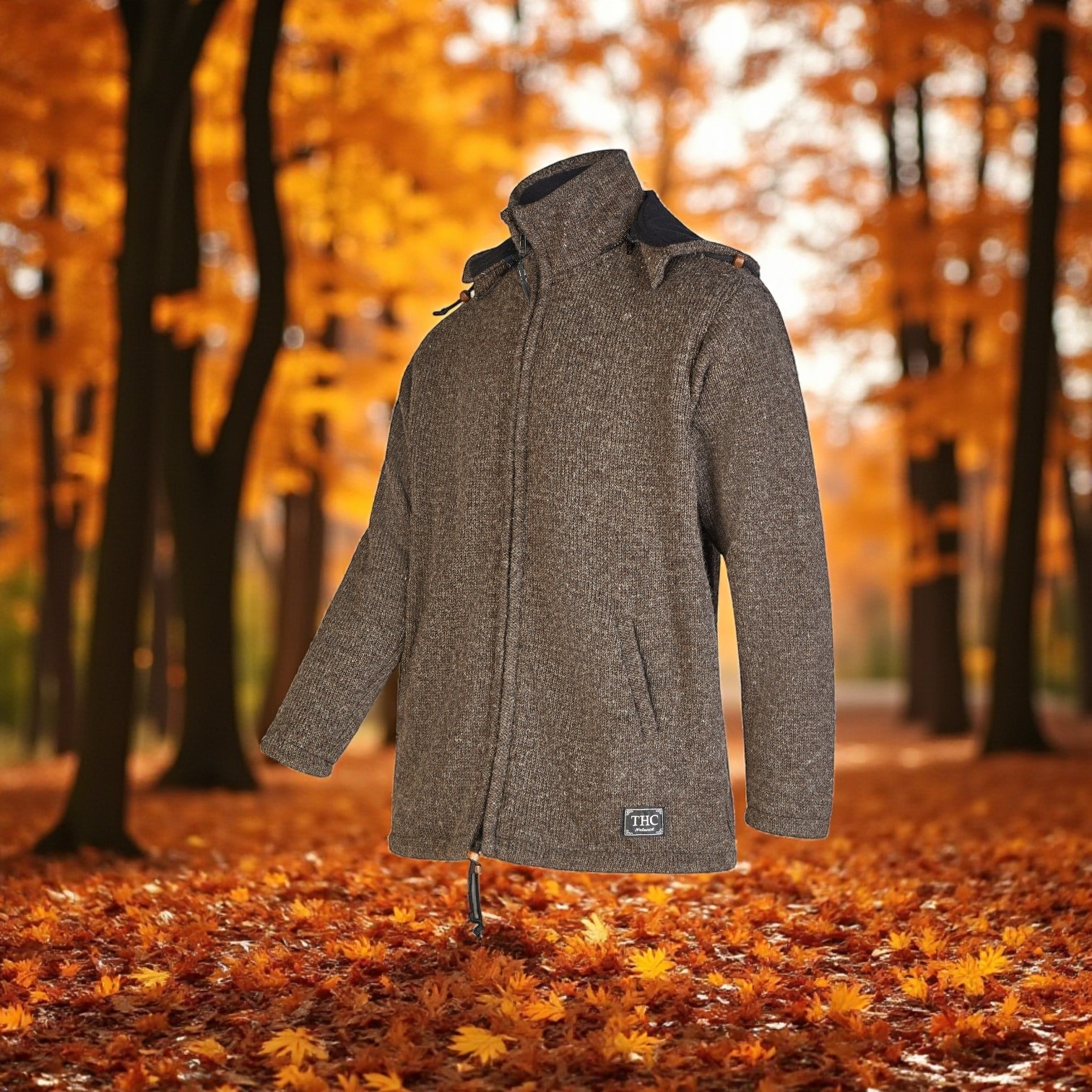 THC Schafwollstrickjacke Baumwollfutter 856 braun 5