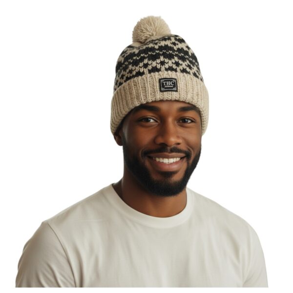 THC Schafwoll Pudelmütze 511 anthrazit weiß 4
