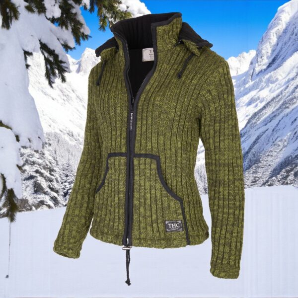 THC Schafwoll Strickjacke grün 720 4