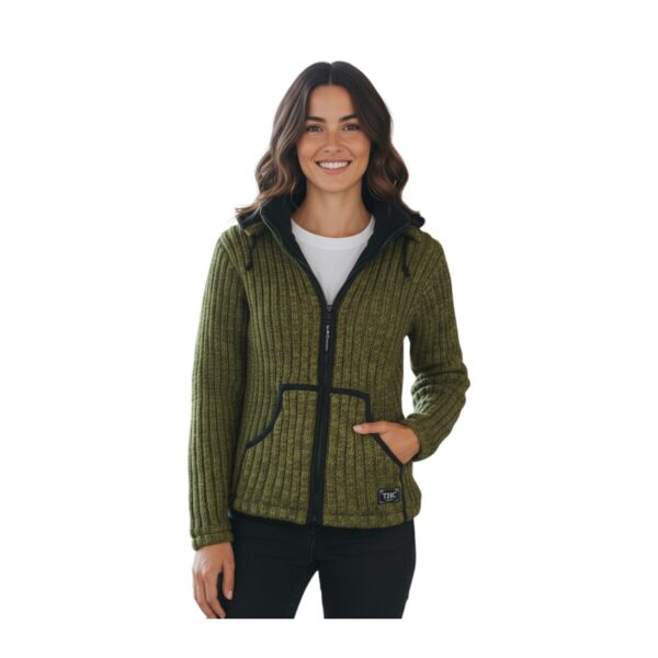 THC Schafwoll Strickjacke grün 720 6
