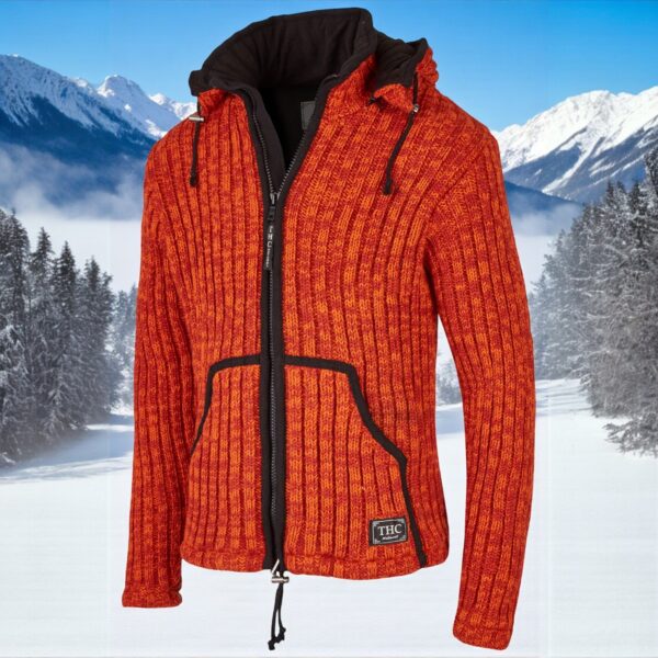 THC Schafwoll Strickjacke orange 719 4