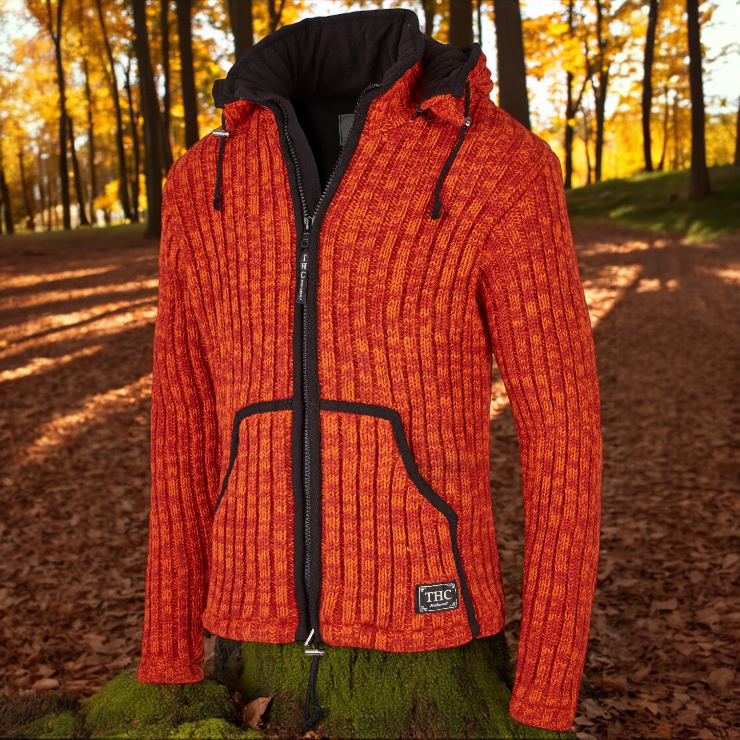 THC Schafwoll Strickjacke orange 719 5