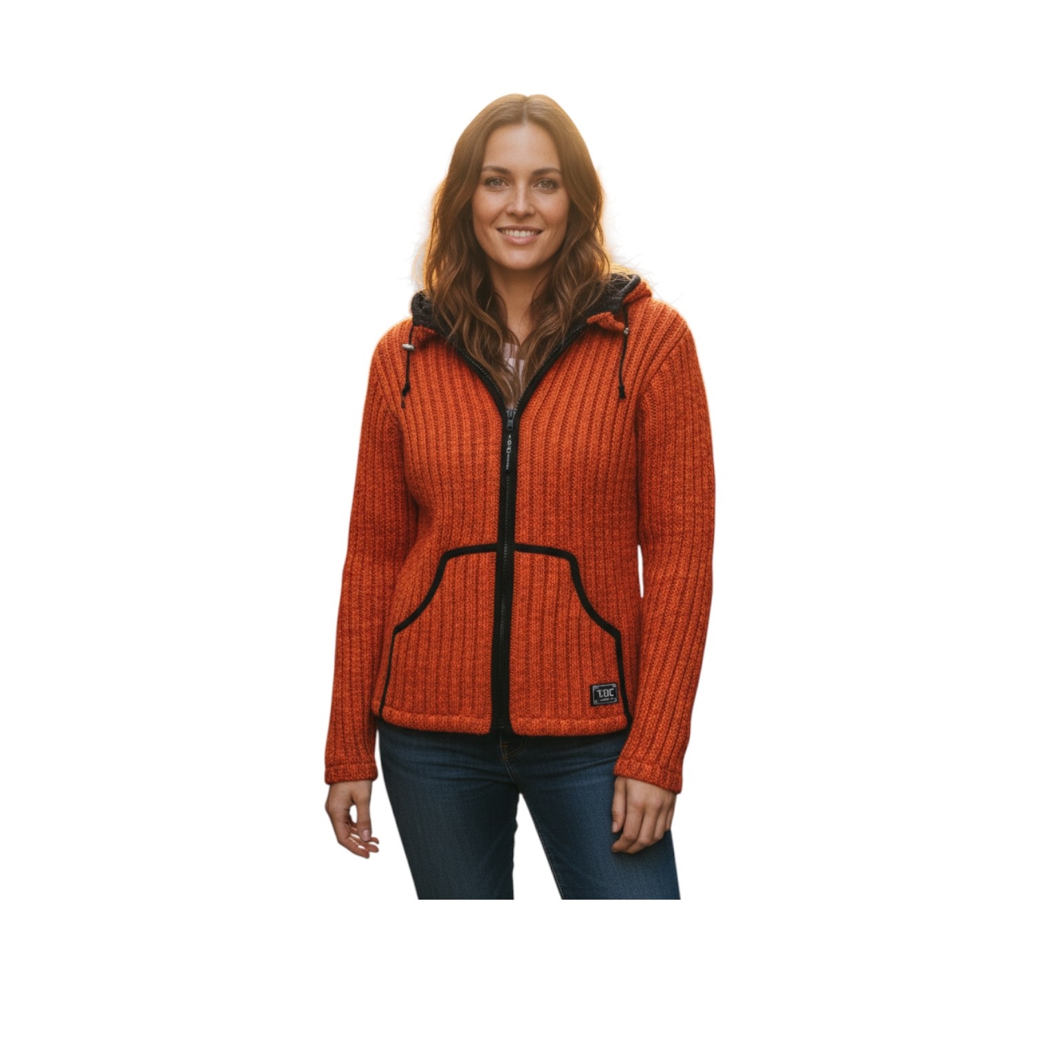 THC Schafwoll Strickjacke orange 719 6