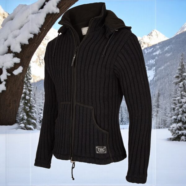 THC Schafwoll Strickjacke schwarz 721 5
