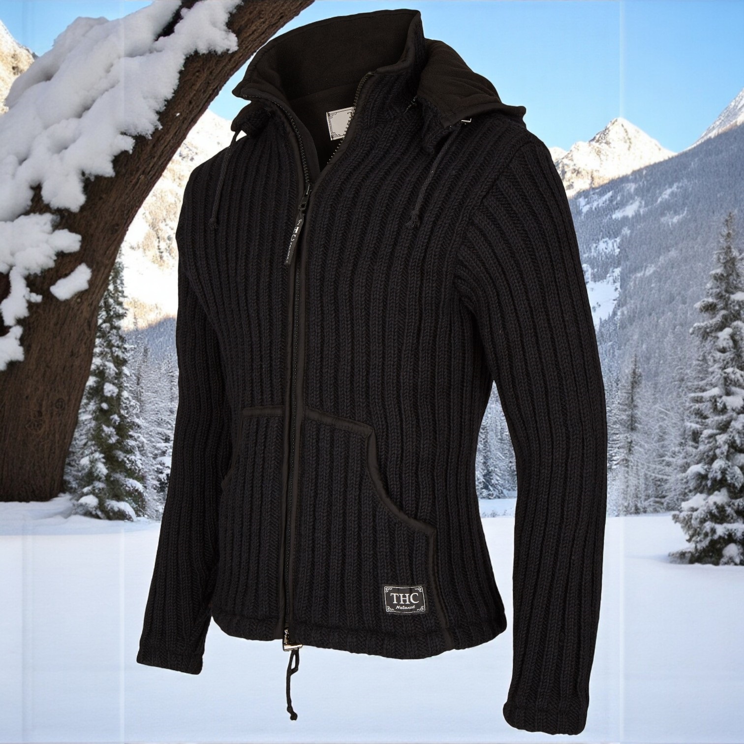 THC Schafwoll Strickjacke schwarz 721 5