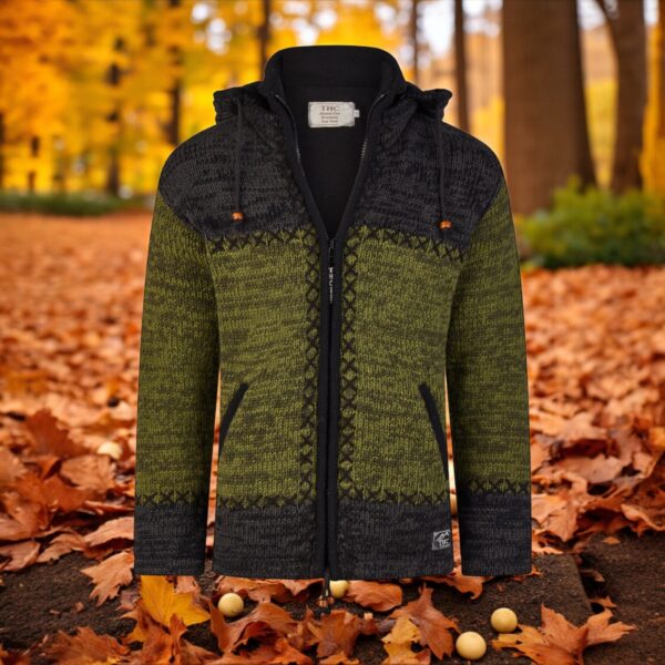 THC Schafwollstrickjacke 520 grün anthrazit 4