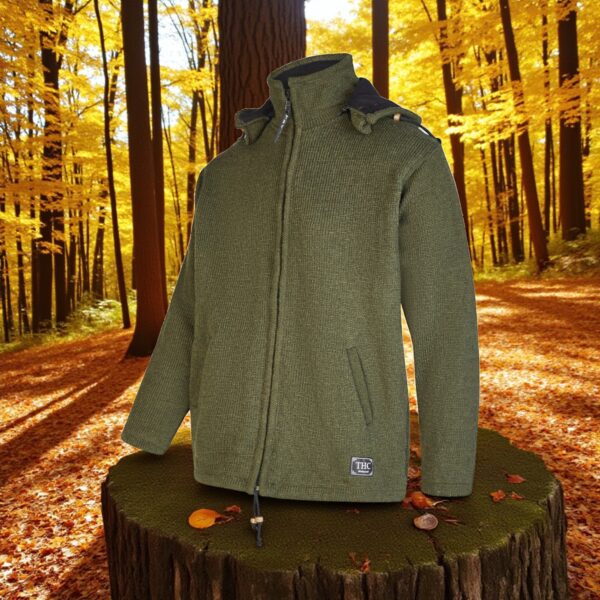 THC Schafwollstrickjacke Baumwollfutter 857 grün 5