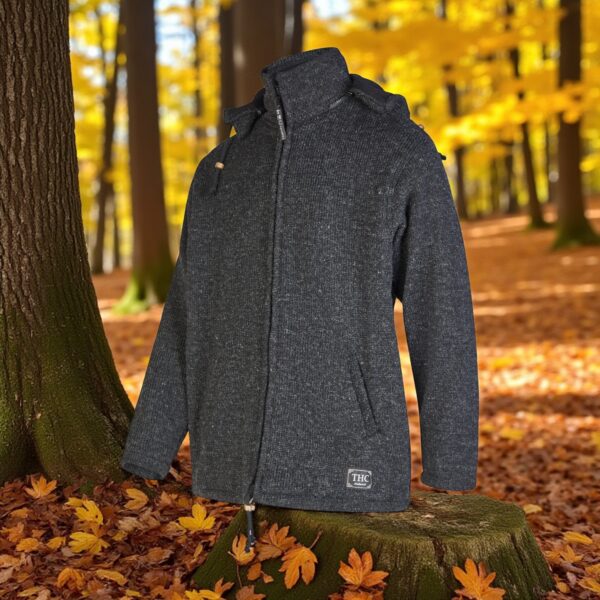 THC Schafwollstrickjacke Baumwollfutter 859 schwarz 4