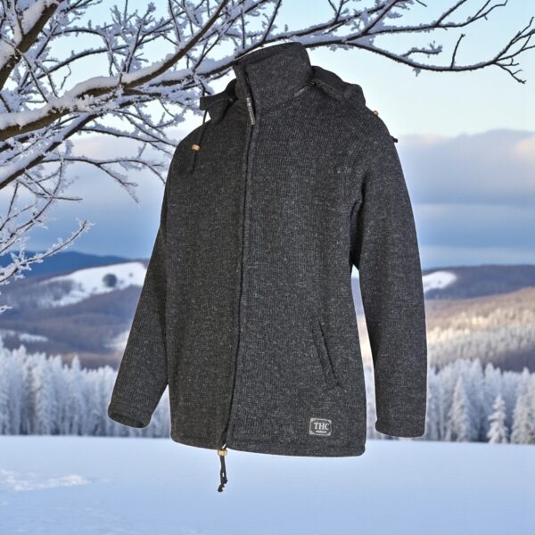 THC Schafwollstrickjacke Baumwollfutter 859 schwarz 5