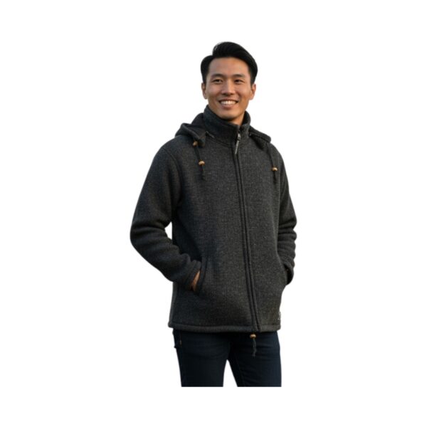 THC Schafwollstrickjacke Baumwollfutter 859 schwarz 7