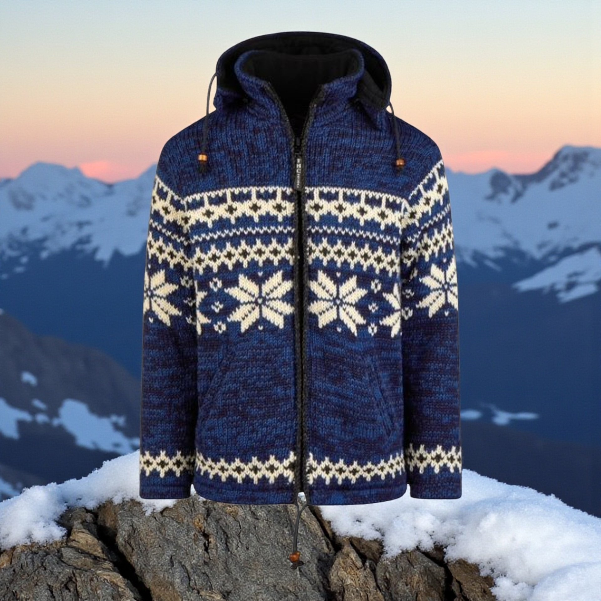 THC Schafwollstrickjacke Norweger blau 605 4