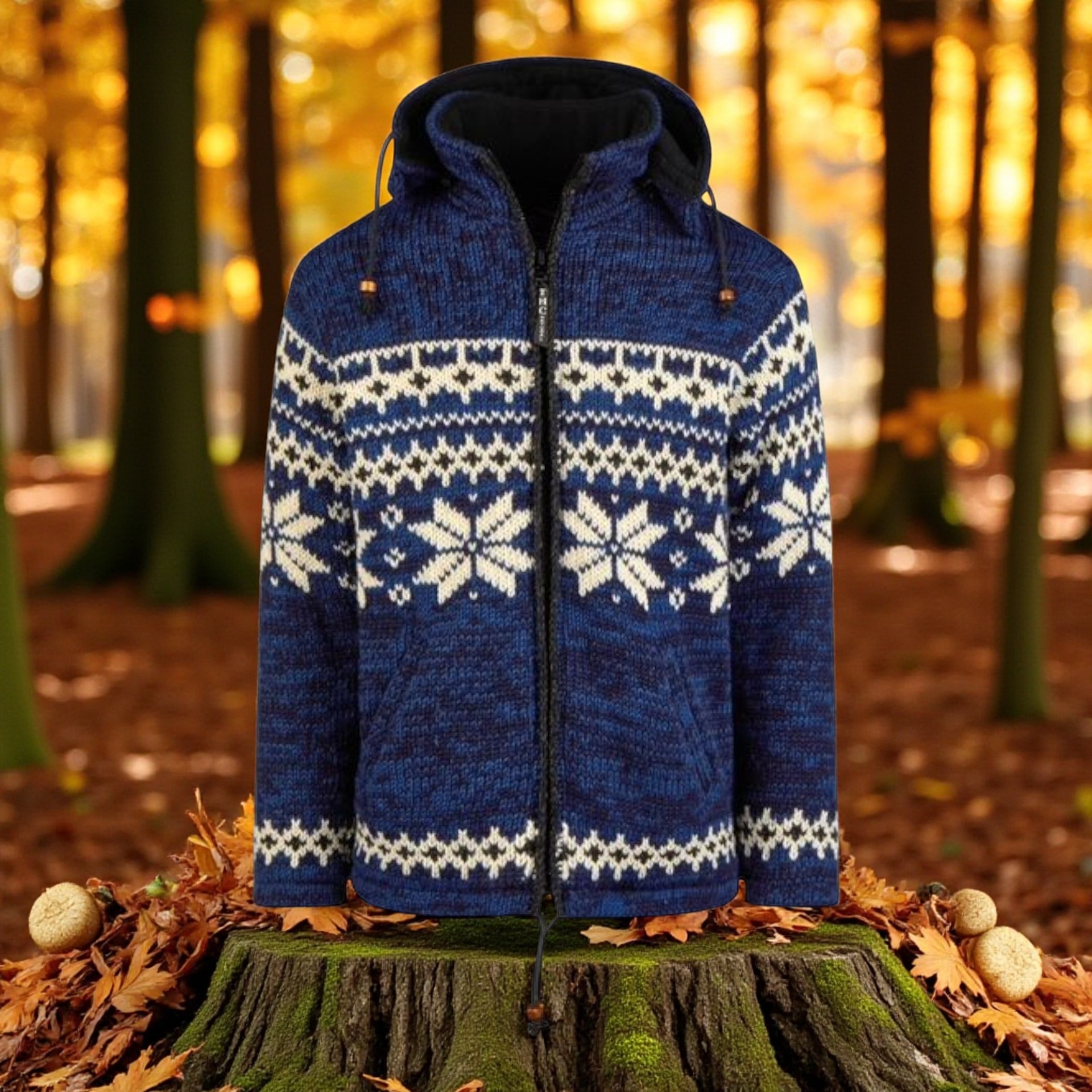 THC Schafwollstrickjacke Norweger blau 605 5