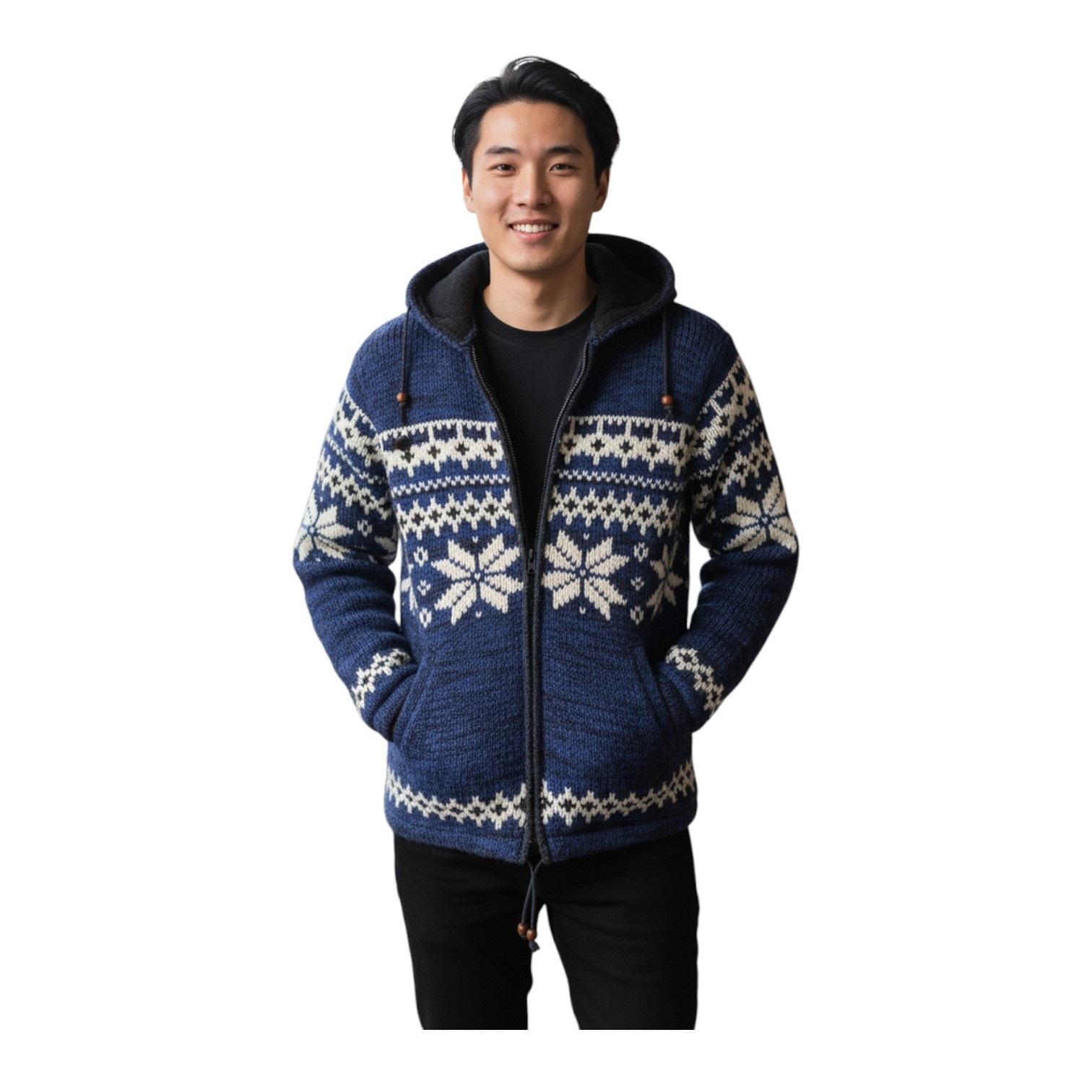 THC Schafwollstrickjacke Norweger blau 605 6