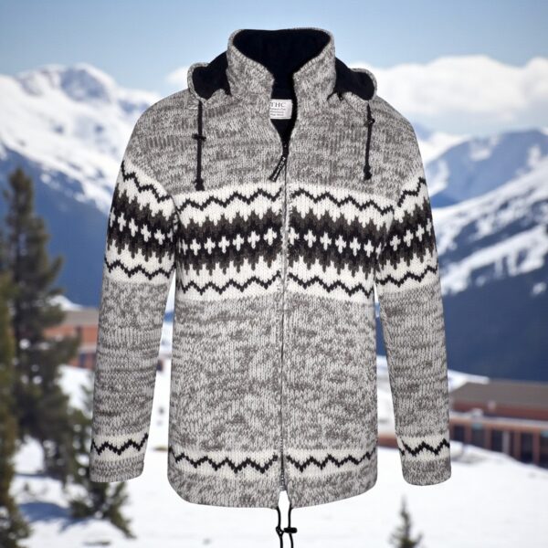 THC Schafwollstrickjacke Norweger grau meliert 608 5