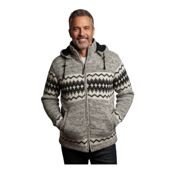 THC Schafwollstrickjacke Norweger grau meliert 608 7