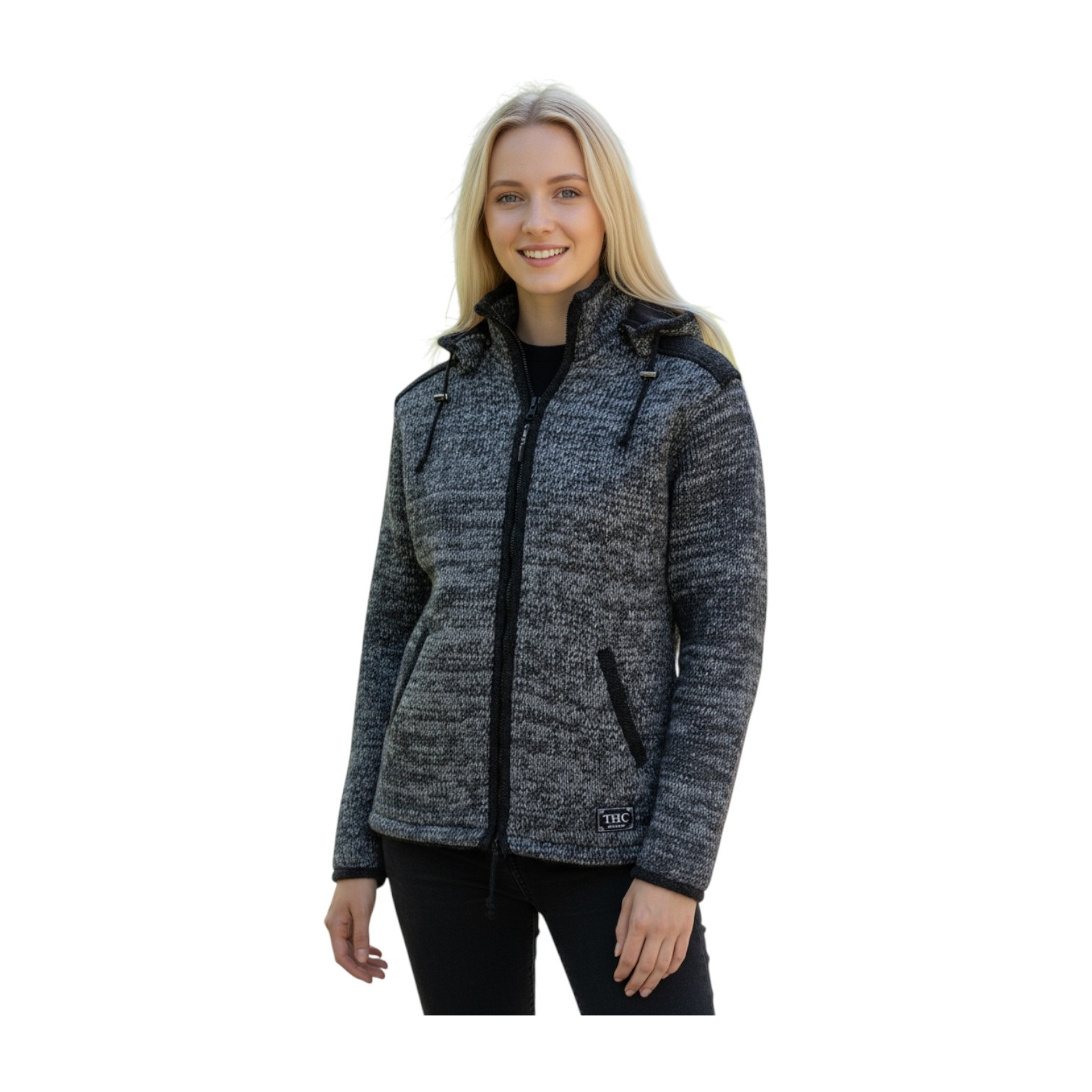 THC Schafwollstrickjacke anthrazit 809 7