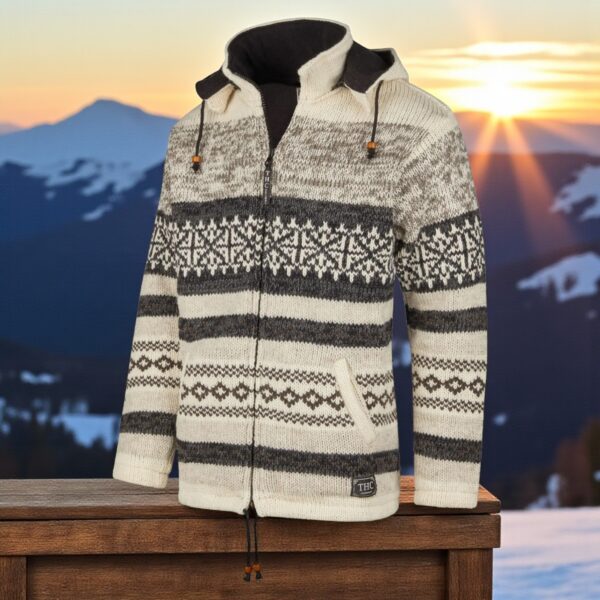 THC Schafwollstrickjacke beige gemustert 888 4