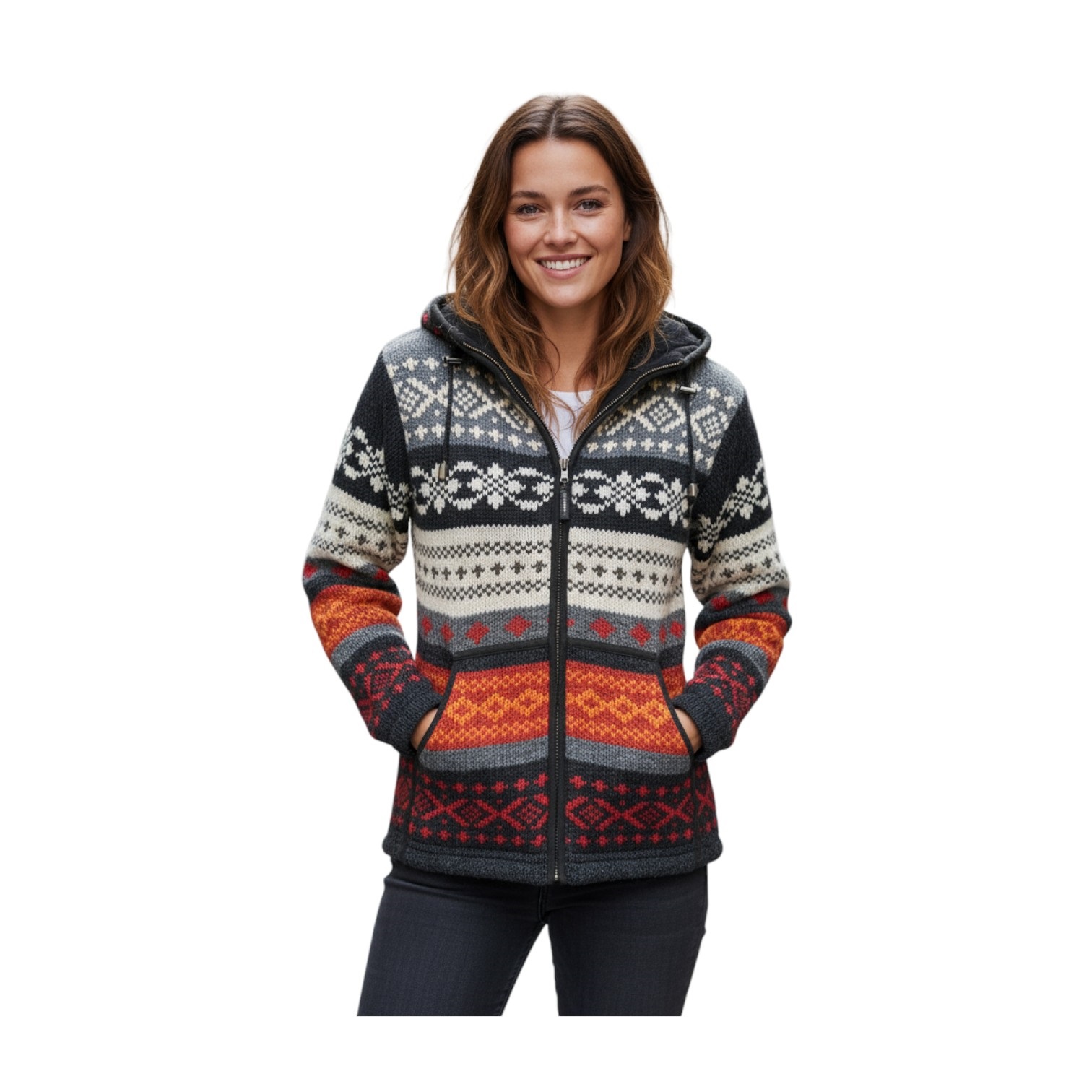 THC Schafwollstrickjacke bunt gemustert 825 6