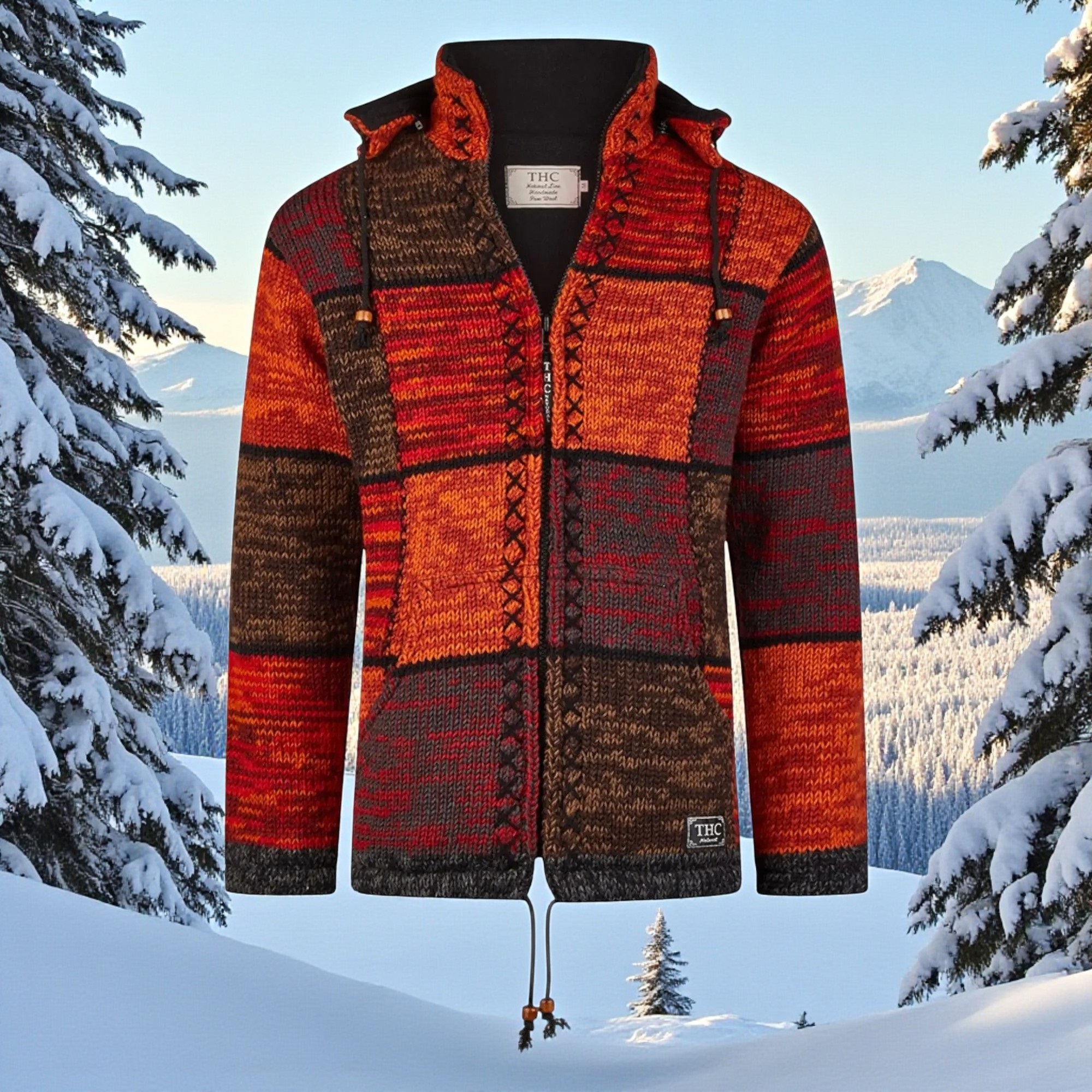 THC Strickjacke 815 rote Quadrate 5