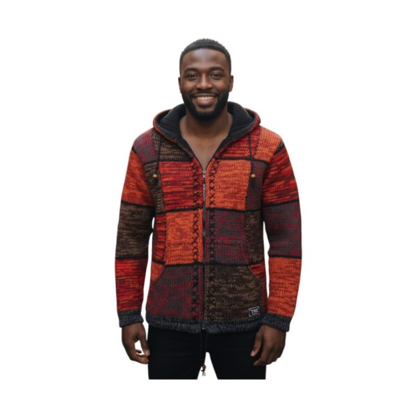 THC Strickjacke 815 rote Quadrate 6