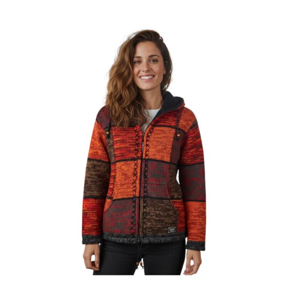 THC Strickjacke 815 rote Quadrate 7