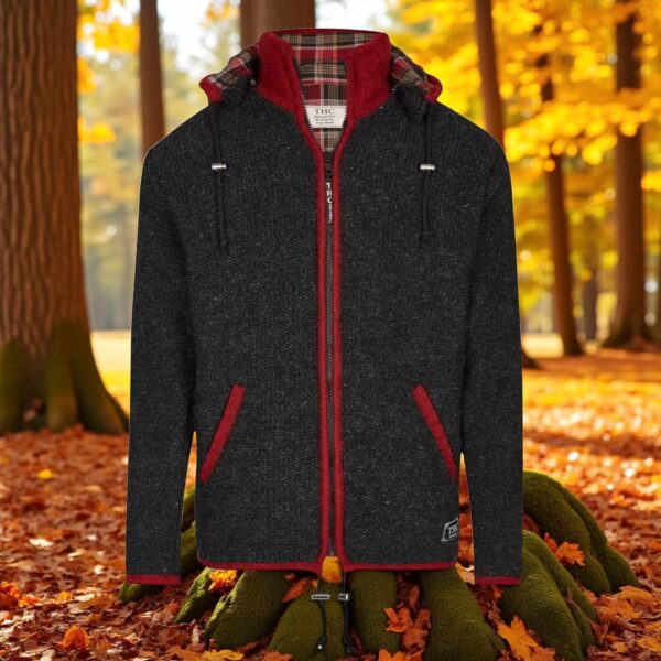 THC Strickjacke 839 Baumwollfutter schwarz rot 4