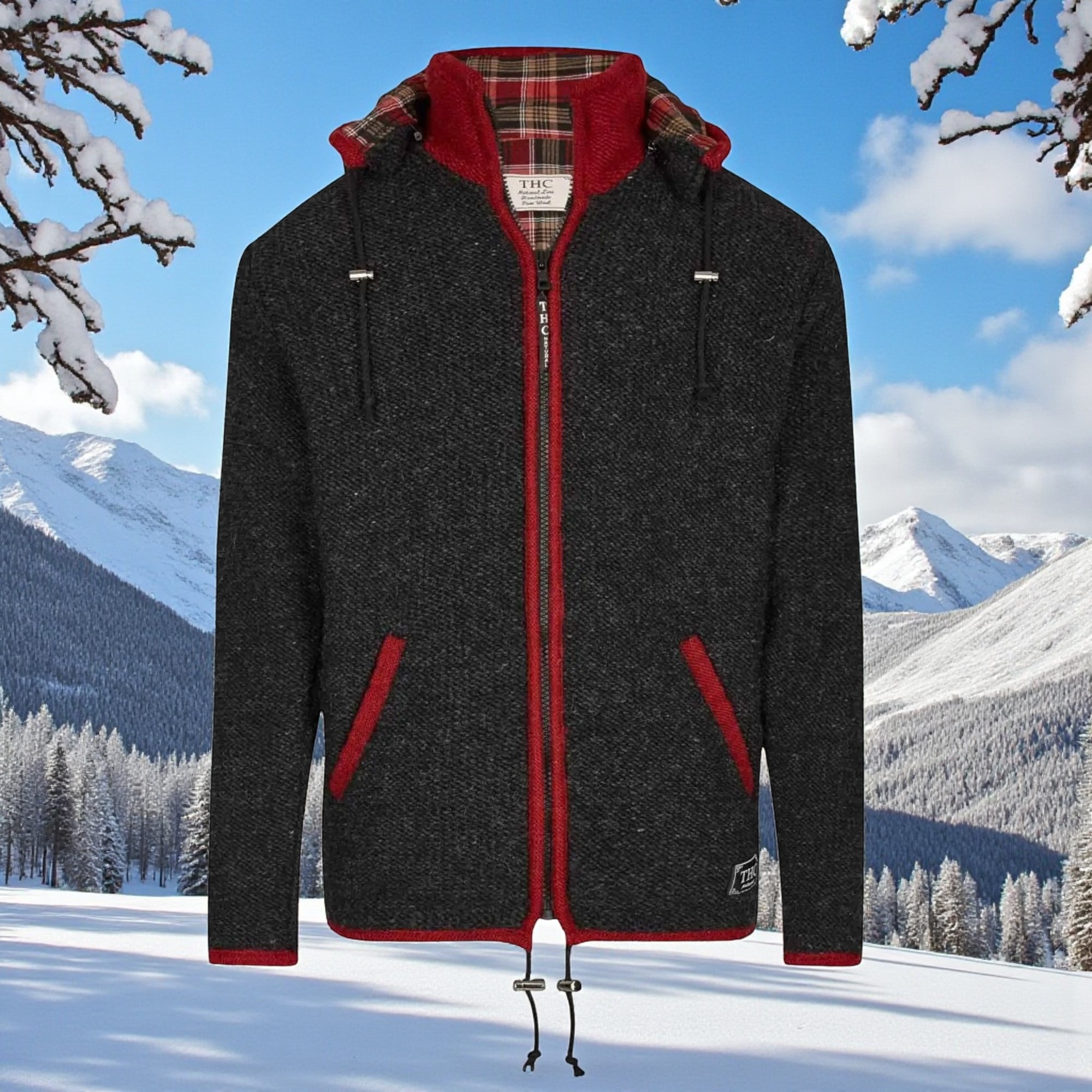 THC Strickjacke 839 Baumwollfutter schwarz rot 5