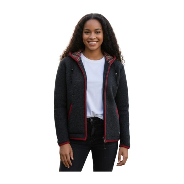 THC Strickjacke 839 Baumwollfutter schwarz rot 6