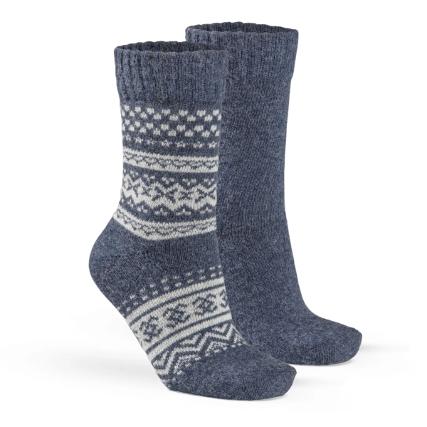 Alpaka Hygge Socken, 2er Pack blau
