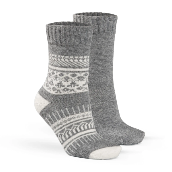 Alpaka Hygge Socken, 2er Pack grau
