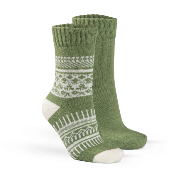 Alpaka Hygge Socken, 2er Pack grün