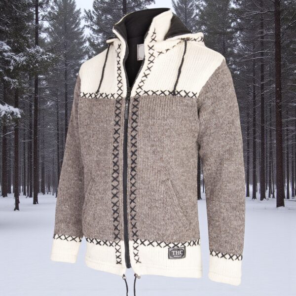 THC Schafwollstrickjacke beige weiß 507 4