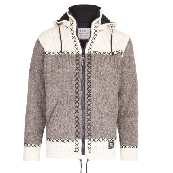 THC-Strickjacke-507-beige-weiss|THCStrickjackeBeigeWeiss507 THC Schafwollstrickjacke beige weiß 507
