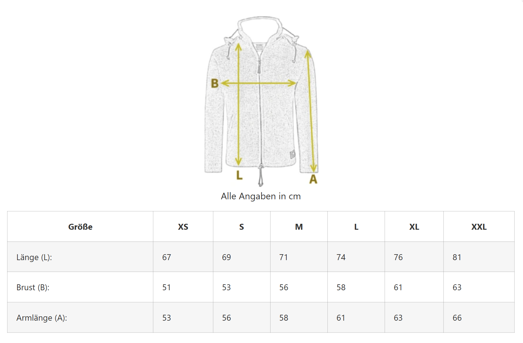 Glatte-Strickjacke-Groessenangaben|THCStrickjacke 836