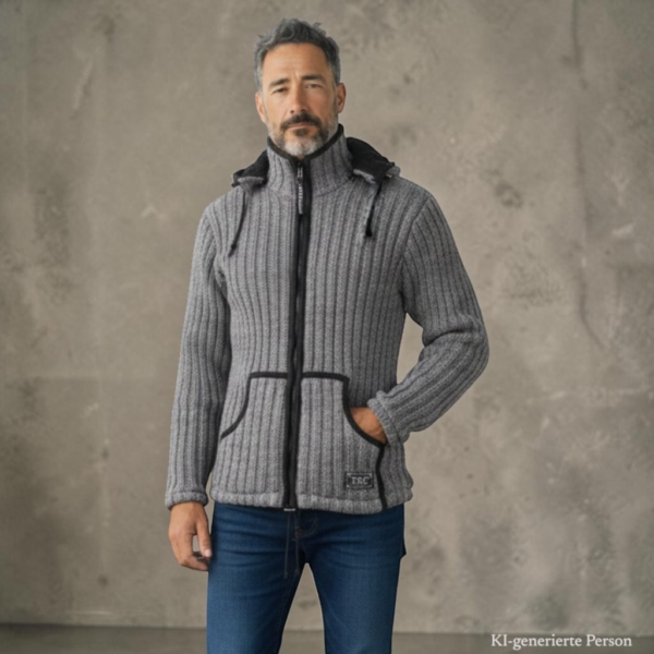 THC Schafwoll Strickjacke 725 grau KI-Generiert Model 1