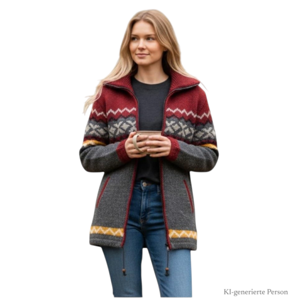 THC Schafwoll Strickmantel 906 KI-Generiert Model 2