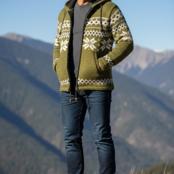 THC Schafwoll Strickjacke 607 KI-Generiert Model 1