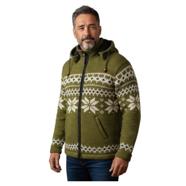 THC-Schafwollstrickjacke-607-Norweger-gruen-4|THCStrickjacke607 THC Schafwollstrickjacke Norweger grün 607 4