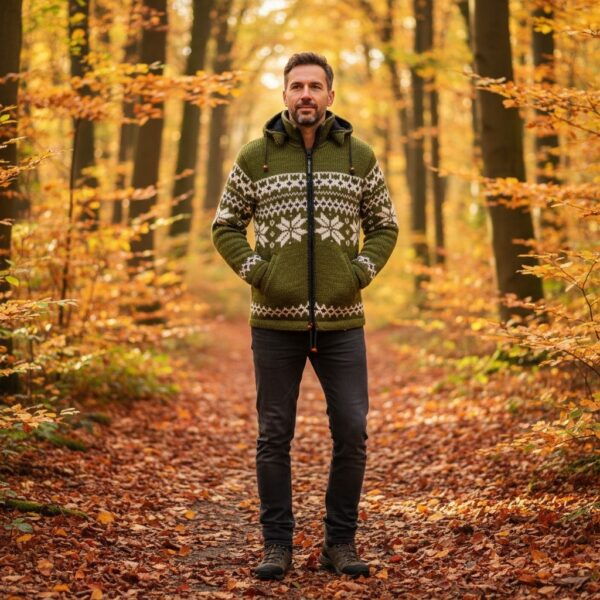 THC-Schafwollstrickjacke-607-Norweger-gruen-7|THCStrickjacke607 THC Schafwollstrickjacke Norweger grün 607 7