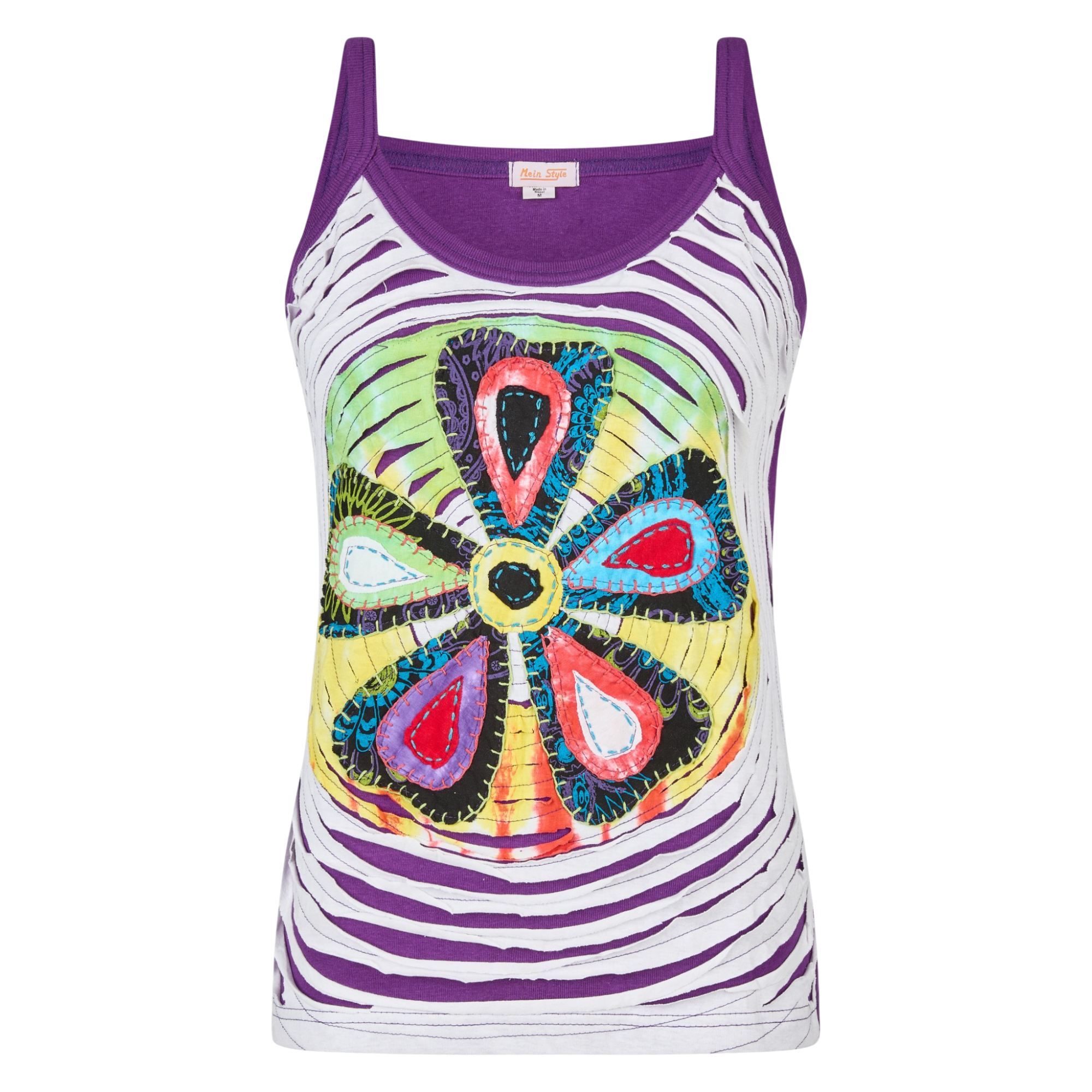 Baumwoll Hippie Mandala Tanktop mit Cutwork weiß Baumwoll Hippie Mandala Tanktop mit Cutwork weiß