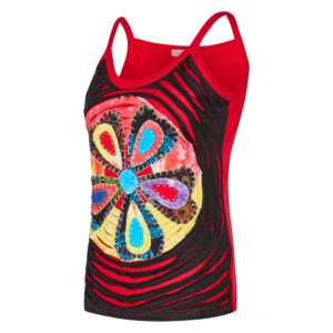 Baumwoll Hippie Mandala Tanktop mit Cutwork Schwarz Rot 2