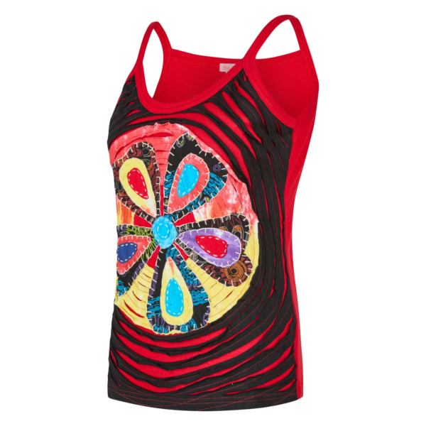 Baumwoll Hippie Mandala Tanktop mit Cutwork Schwarz Rot 2 Baumwoll Hippie Mandala Tanktop mit Cutwork Schwarz Rot 2
