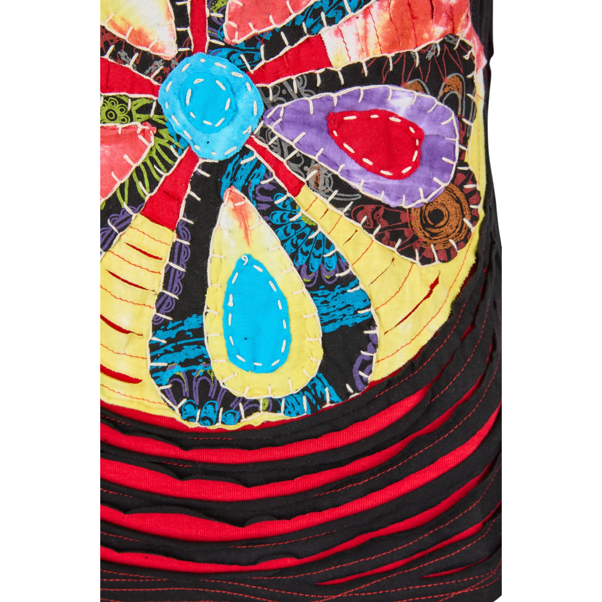 Baumwoll Hippie Mandala Tanktop mit Cutwork Schwarz Rot 4 Baumwoll Hippie Mandala Tanktop mit Cutwork Schwarz Rot 4