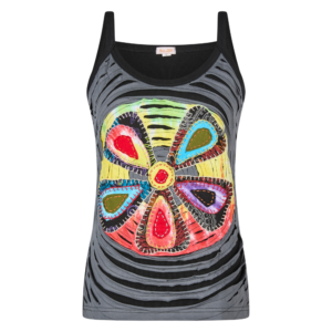 Baumwoll Hippie Mandala Tanktop mit Cutwork Grau